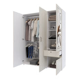 Closet Perla Niebla y Blanco 160x200cm con Un Cajón con Seis Compartimientos y con Espejo - CLOSETS | Bylmo