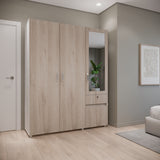 Closet Perla Ceniza y Blanco 160x200cm con Un Cajón con Seis Compartimientos y con Espejo - CLOSETS | Bylmo