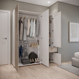Closet Perla Ceniza y Blanco 160x200cm con Un Cajón con Seis Compartimientos y con Espejo - CLOSETS | Bylmo