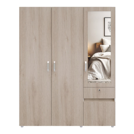 Closet Perla Ceniza y Blanco 160x200cm con Un Cajón con Seis Compartimientos y con Espejo - CLOSETS | Bylmo