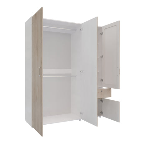 Closet Perla Ceniza y Blanco 160x200cm con Un Cajón con Seis Compartimientos y con Espejo - CLOSETS | Bylmo