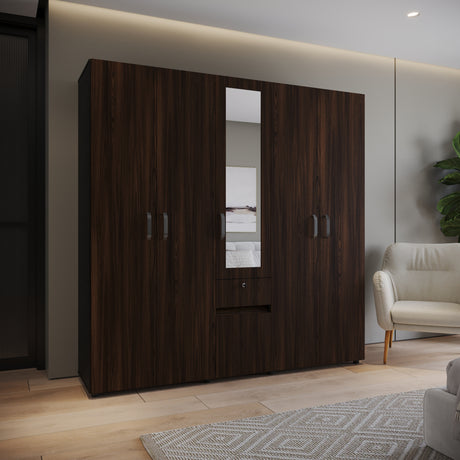 Closet Perla Fume y Wengue 200x200cm con Un Cajón con Siete Compartimientos y con Espejo - CLOSETS | Bylmo