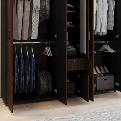 Closet Perla Fume y Wengue 200x200cm con Un Cajón con Siete Compartimientos y con Espejo - CLOSETS | Bylmo