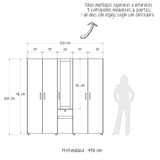 Closet Perla Fume y Wengue 200x200cm con Un Cajón con Siete Compartimientos y con Espejo - CLOSETS | Bylmo