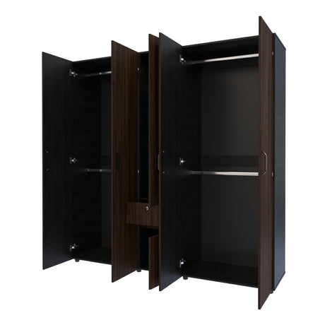 Closet Perla Fume y Wengue 200x200cm con Un Cajón con Siete Compartimientos y con Espejo - CLOSETS | Bylmo