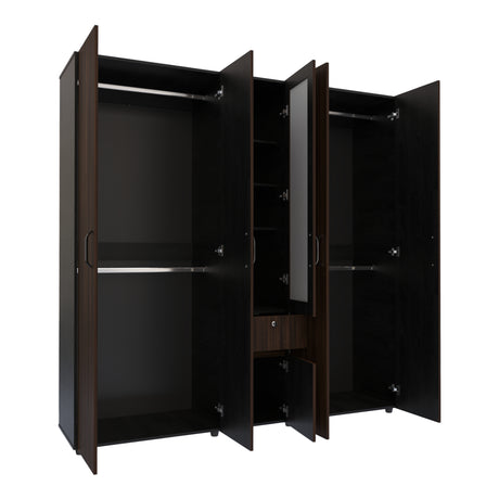 Closet Perla Fume y Wengue 200x200cm con Un Cajón con Siete Compartimientos y con Espejo - CLOSETS | Bylmo