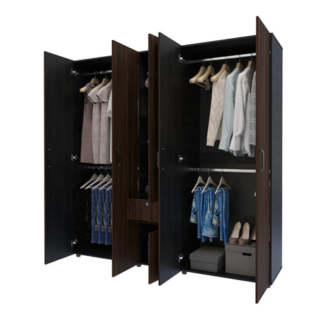 Closet Perla Fume y Wengue 200x200cm con Un Cajón con Siete Compartimientos y con Espejo - CLOSETS | Bylmo
