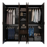 Closet Perla Fume y Wengue 200x200cm con Un Cajón con Siete Compartimientos y con Espejo - CLOSETS | Bylmo