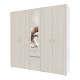 Closet Perla Niebla y Blanco 200x200cm con Un Cajón con Siete Compartimientos y con Espejo - CLOSETS | Bylmo