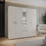 Closet Perla Niebla y Blanco 200x200cm con Un Cajón con Siete Compartimientos y con Espejo - CLOSETS | Bylmo