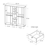 Closet Perla Niebla y Blanco 200x200cm con Un Cajón con Siete Compartimientos y con Espejo - CLOSETS | Bylmo