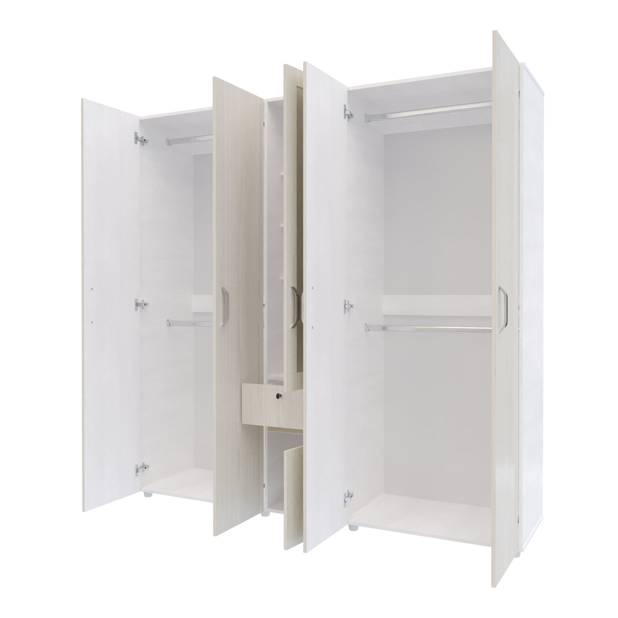 Closet Perla Niebla y Blanco 200x200cm con Un Cajón con Siete Compartimientos y con Espejo - CLOSETS | Bylmo