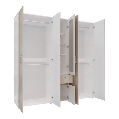 Closet Perla Ceniza y Blanco 200x200cm con Un Cajón con Siete Compartimientos y con Espejo - CLOSETS | Bylmo
