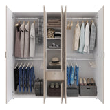 Closet Perla Ceniza y Blanco 200x200cm con Un Cajón con Siete Compartimientos y con Espejo - CLOSETS | Bylmo