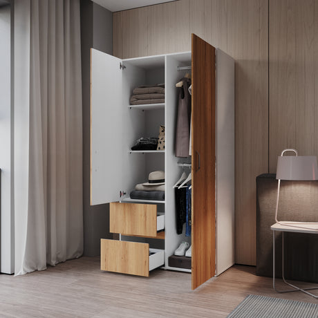 Closet Malabo Duna y Blanco 100x198cm con Dos Cajones y con Dos Compartimientos - CLOSETS | Bylmo