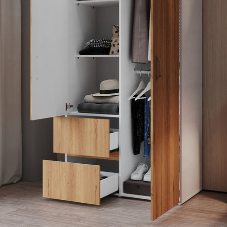 Closet Malabo Duna y Blanco 100x198cm con Dos Cajones y con Dos Compartimientos - CLOSETS | Bylmo