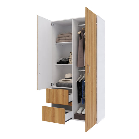 Closet Malabo Duna y Blanco 100x198cm con Dos Cajones y con Dos Compartimientos - CLOSETS | Bylmo