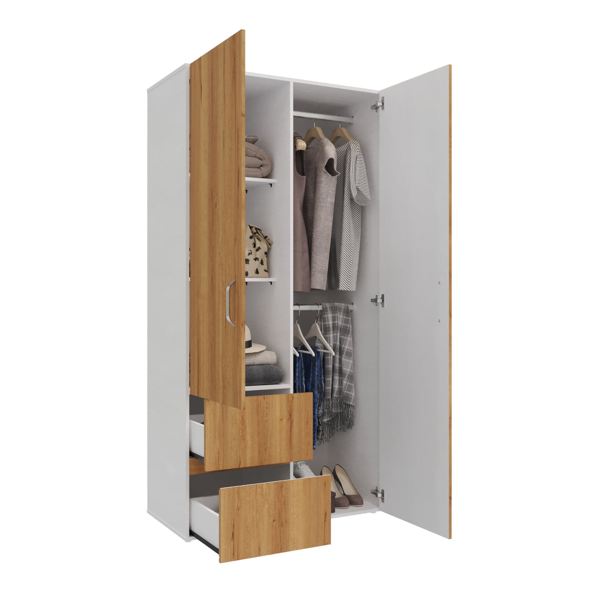 Closet Malabo Duna y Blanco 100x198cm con Dos Cajones y con Dos Compartimientos - CLOSETS | Bylmo