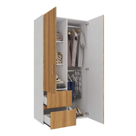 Closet Malabo Duna y Blanco 100x198cm con Dos Cajones y con Dos Compartimientos - CLOSETS | Bylmo