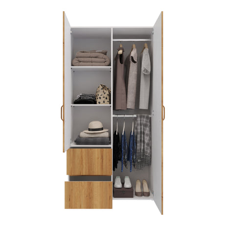 Closet Malabo Duna y Blanco 100x198cm con Dos Cajones y con Dos Compartimientos - CLOSETS | Bylmo