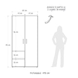 Closet Malabo Niebla y Blanco 100x198cm con Dos Cajones y con Dos Compartimientos - CLOSETS | Bylmo