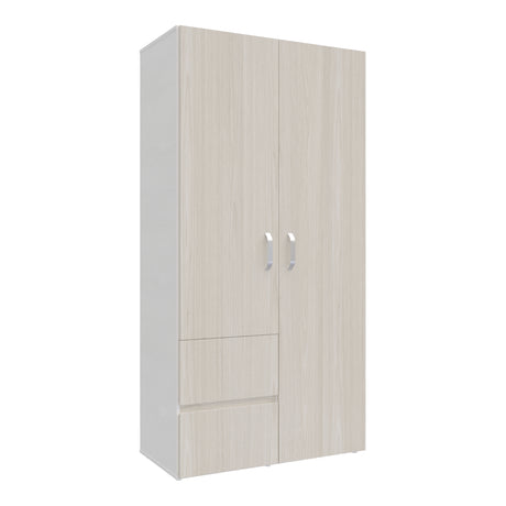 Closet Malabo Niebla y Blanco 100x198cm con Dos Cajones y con Dos Compartimientos - CLOSETS | Bylmo