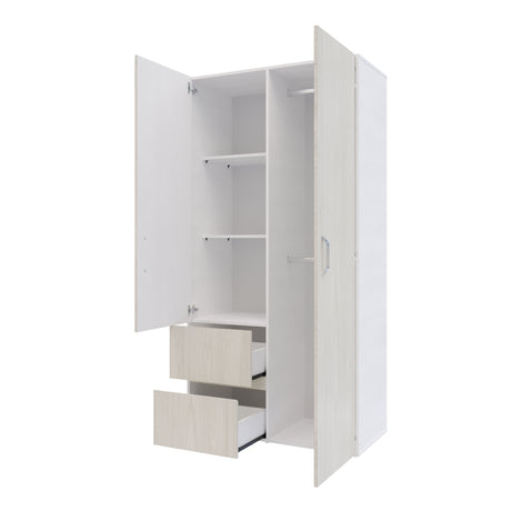 Closet Malabo Niebla y Blanco 100x198cm con Dos Cajones y con Dos Compartimientos - CLOSETS | Bylmo