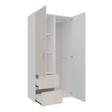 Closet Malabo Niebla y Blanco 100x198cm con Dos Cajones y con Dos Compartimientos - CLOSETS | Bylmo