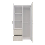 Closet Malabo Niebla y Blanco 100x198cm con Dos Cajones y con Dos Compartimientos - CLOSETS | Bylmo