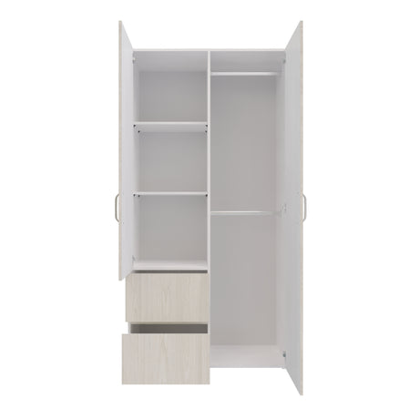 Closet Malabo Niebla y Blanco 100x198cm con Dos Cajones y con Dos Compartimientos - CLOSETS | Bylmo