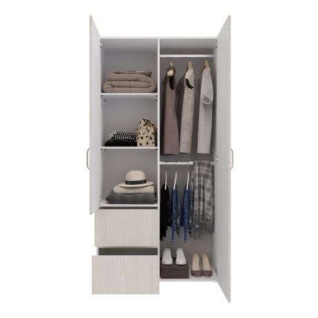 Closet Malabo Niebla y Blanco 100x198cm con Dos Cajones y con Dos Compartimientos - CLOSETS | Bylmo