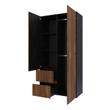 Closet Malabo Gales y Wengue 100x198cm con Dos Cajones y con Dos Compartimientos - CLOSETS | Bylmo