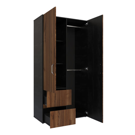 Closet Malabo Gales y Wengue 100x198cm con Dos Cajones y con Dos Compartimientos - CLOSETS | Bylmo