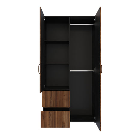 Closet Malabo Gales y Wengue 100x198cm con Dos Cajones y con Dos Compartimientos - CLOSETS | Bylmo