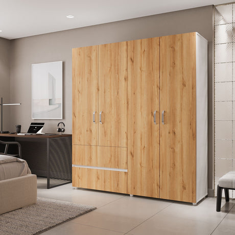 Closet Malabo Duna y Blanco 180x200cm con Dos Cajones y con Tres Compartimientos - CLOSETS | Bylmo