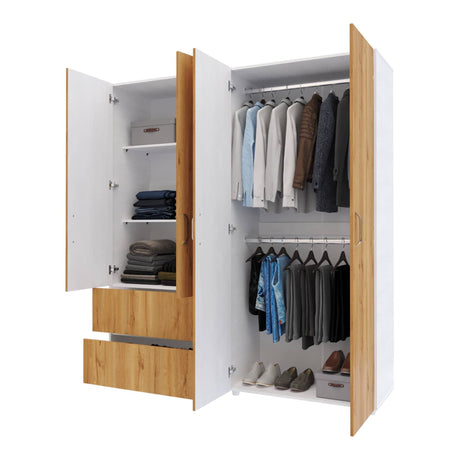 Closet Malabo Duna y Blanco 180x200cm con Dos Cajones y con Tres Compartimientos - CLOSETS | Bylmo