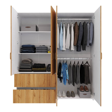 Closet Malabo Duna y Blanco 180x200cm con Dos Cajones y con Tres Compartimientos - CLOSETS | Bylmo