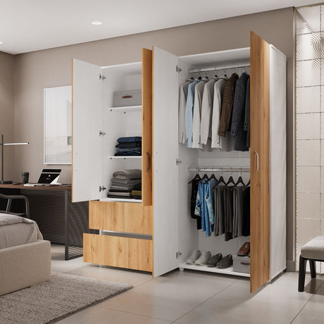 Closet Malabo Duna y Blanco 180x200cm con Dos Cajones y con Tres Compartimientos - CLOSETS | Bylmo