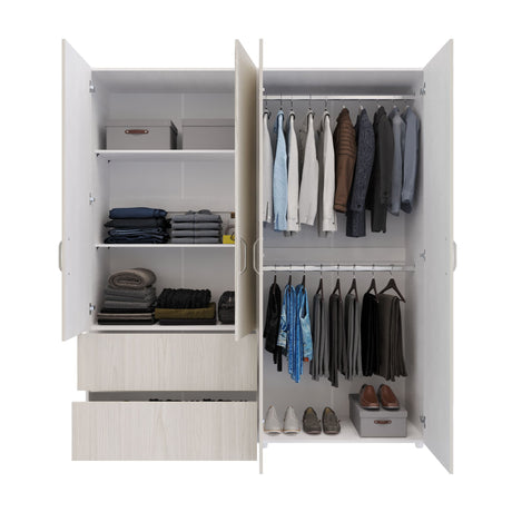 Closet Malabo Niebla y Blanco 180x200cm con Dos Cajones y con Tres Compartimientos - CLOSETS | Bylmo