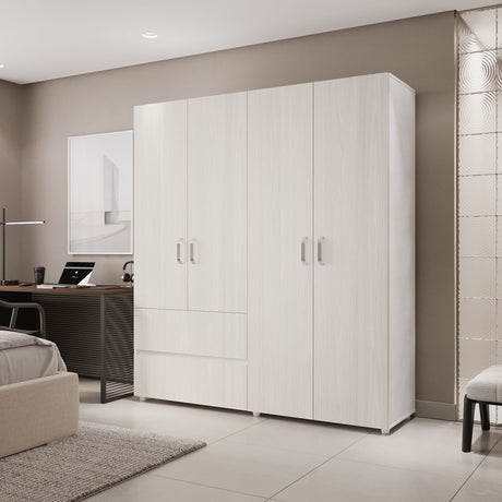 Closet Malabo Niebla y Blanco 180x200cm con Dos Cajones y con Tres Compartimientos - CLOSETS | Bylmo