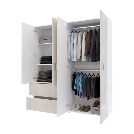 Closet Malabo Niebla y Blanco 180x200cm con Dos Cajones y con Tres Compartimientos - CLOSETS | Bylmo