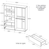 Closet Malabo Gales y Wengue 180x200cm con Dos Cajones y con Tres Compartimientos - CLOSETS | Bylmo