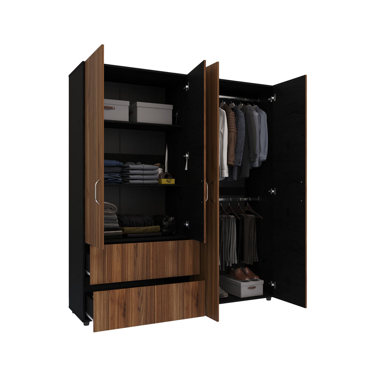 Closet Malabo Gales y Wengue 180x200cm con Dos Cajones y con Tres Compartimientos - CLOSETS | Bylmo