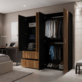 Closet Malabo Gales y Wengue 180x200cm con Dos Cajones y con Tres Compartimientos - CLOSETS | Bylmo