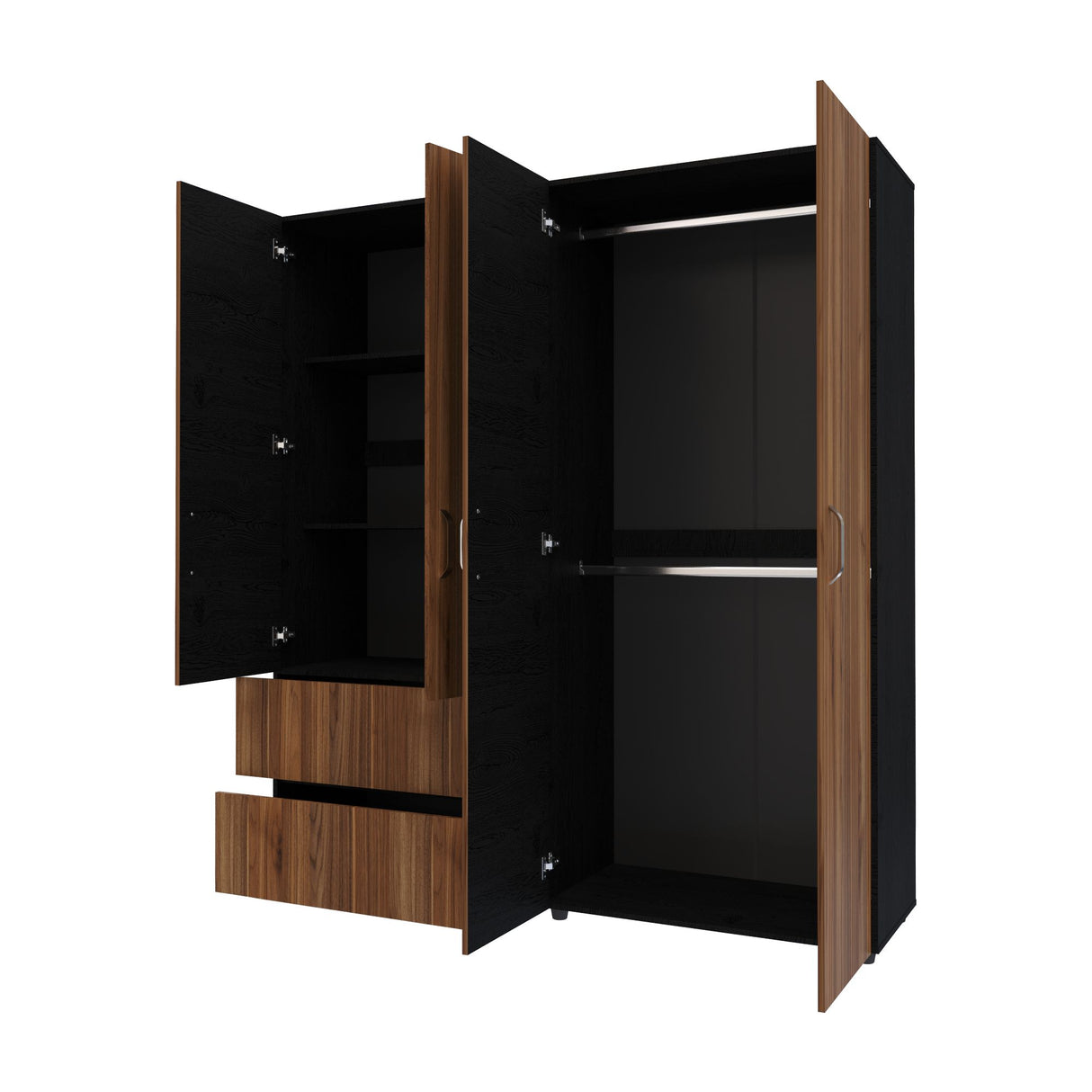 Closet Malabo Gales y Wengue 180x200cm con Dos Cajones y con Tres Compartimientos - CLOSETS | Bylmo