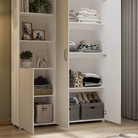 Closet Jazmin Blanco y Niebla 140x200cm sin Cajones y con Nueve Compartimientos - CLOSETS | Bylmo