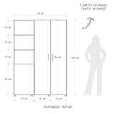 Closet Jazmin Blanco y Niebla 140x200cm sin Cajones y con Nueve Compartimientos - CLOSETS | Bylmo