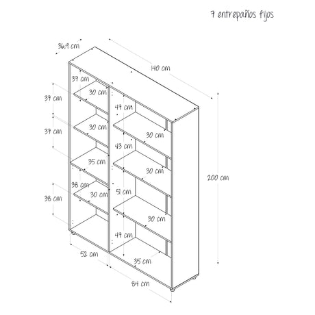 Closet Jazmin Blanco y Niebla 140x200cm sin Cajones y con Nueve Compartimientos - CLOSETS | Bylmo