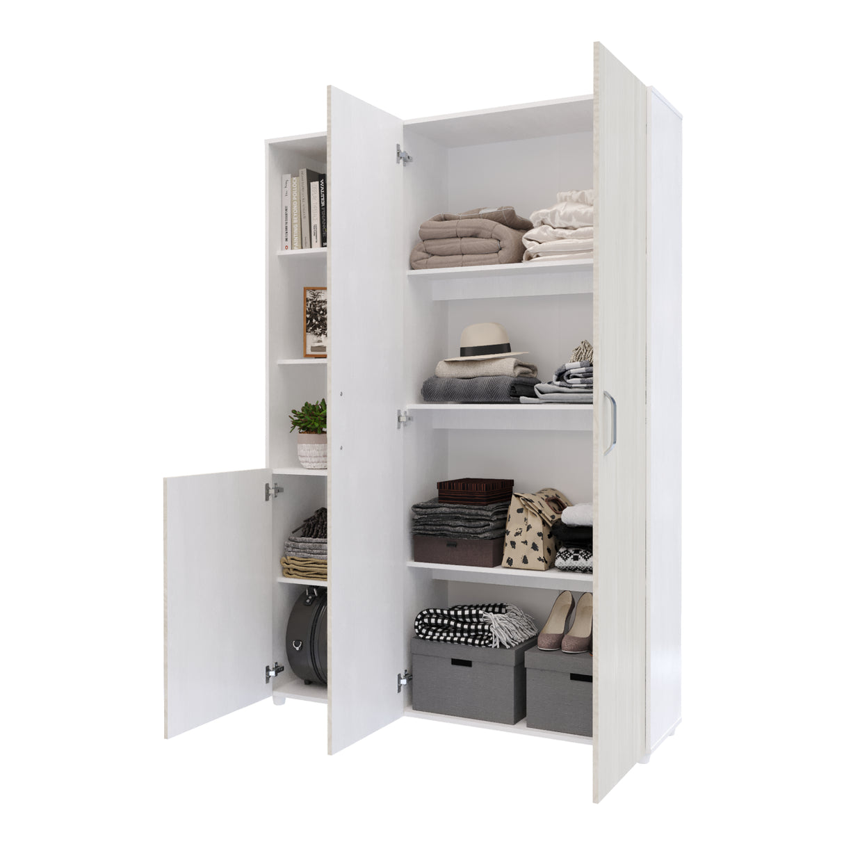 Closet Jazmin Blanco y Niebla 140x200cm sin Cajones y con Nueve Compartimientos - CLOSETS | Bylmo