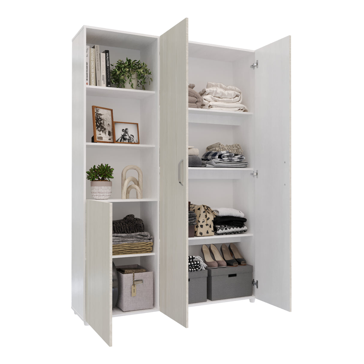 Closet Jazmin Blanco y Niebla 140x200cm sin Cajones y con Nueve Compartimientos - CLOSETS | Bylmo